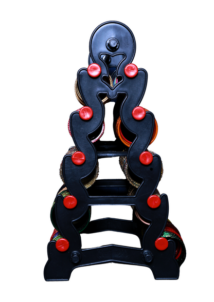5 step 10 section(Black with Red) Plastic Bangle Stand | Bangle storage | Bangle Display Stand | Bangle display rack | Bangle stand for wardrobe | Dressing Table Stand | Bangle Hanging Stand.