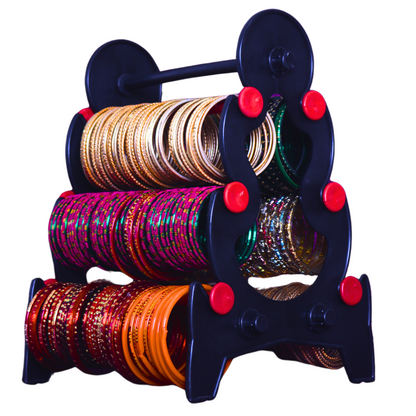 Mini Tower Bangle Stand (3 Step) | Balck With Red