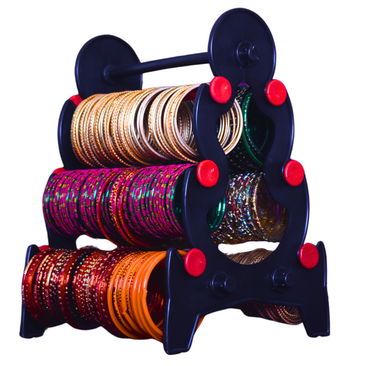 Mini Tower Bangle Stand (3 Step) | Balck With Red