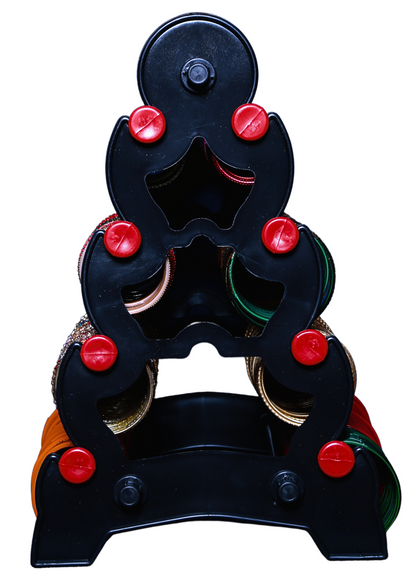 4 STEP (Black with Red) Double Side bangle stand for wardrobe | Bangle holder | bangle organizer | Bangle storage organizer | Jewelry Organizer for Bangles