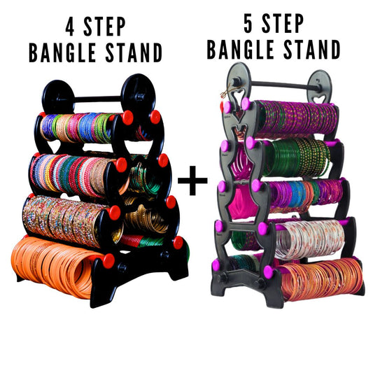 4 Step Bangle Stand(Black and Red) And 5 Step Bangle Stand(Black and Pink) Combo