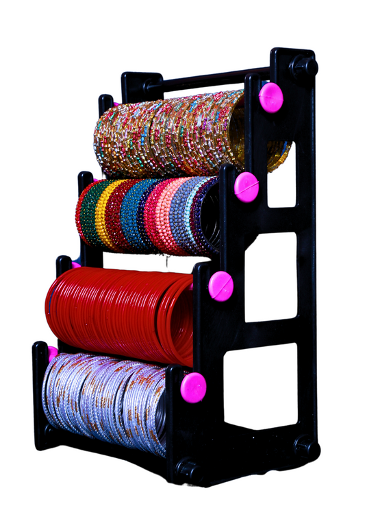 Single Side Bangle Stand (4 Step) | Black With Pink