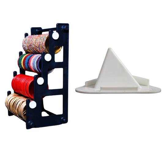 Organize in Style Combo: Bangle Stand (Black with White) + Mobile Holder (White)