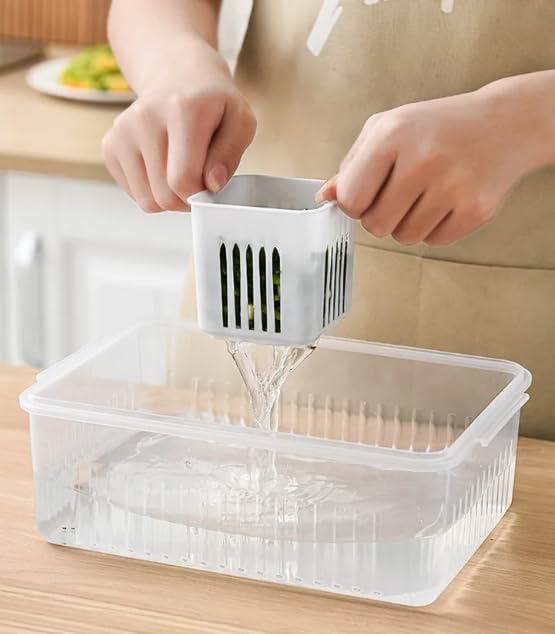 6-Compartment Fridge Storage Container - Stackable, Durable Kitchen Organizer