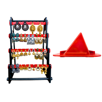 SIngle Side Earring Stand & Mobile Stand (Combo Red)