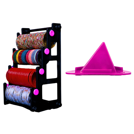 Organize in Style Combo: Bangle Stand (Black with Pink) + Mobile Holder (Pink)
