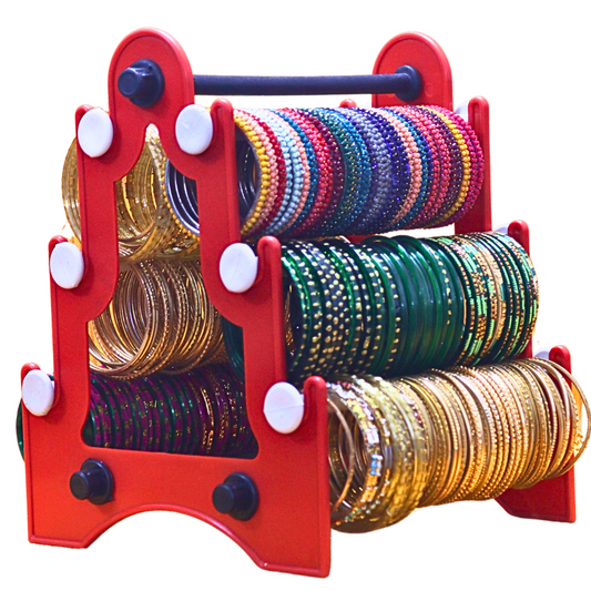 Taj Mahal Bangle Stand (3 Step) |  Red With White