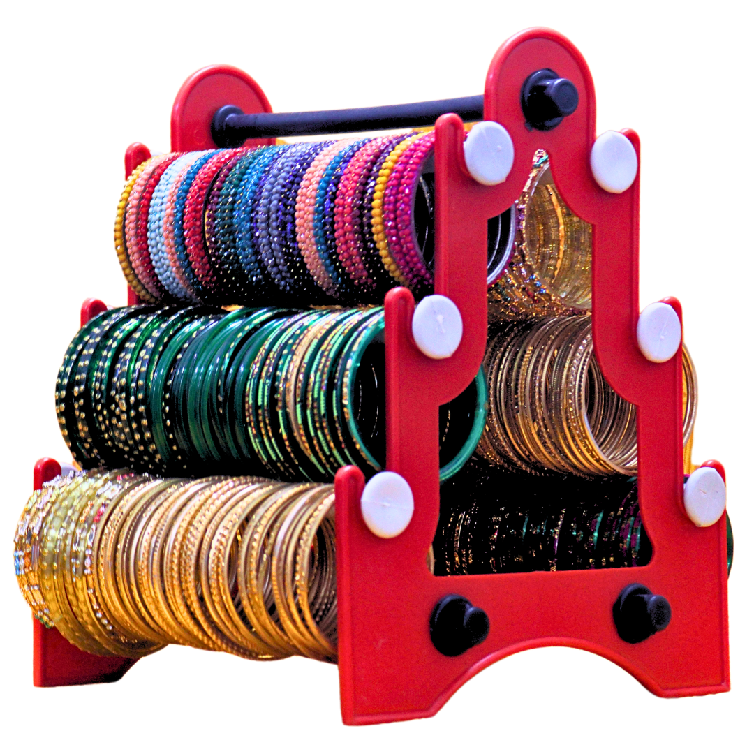 Taj Mahal Bangle Stand (3 Step) |  Red With White