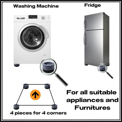 Anti Vibration Pad for Home Appliances | Washing Machine Stand | 4-Piece Set for Washing Machines, Refrigerators & More | Noise Reduction & Floor Protection | Heavy-Duty Rubber Pads