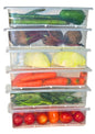 Fridge Storage Box (Pack of 6) | Fridge Storage Containers | Fridge Organiser Boxes with Drain Trays | Easy Store and Clean Transparent Container boxes | Freezer Storage Boxes