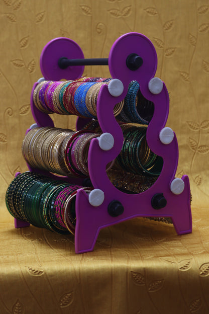 Mini Tower Bangle Stand (3 Step) | Pink With White