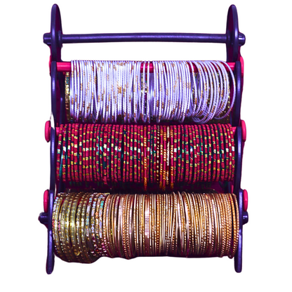 Mini Tower Bangle Stand (3 Step) | Balck With Red