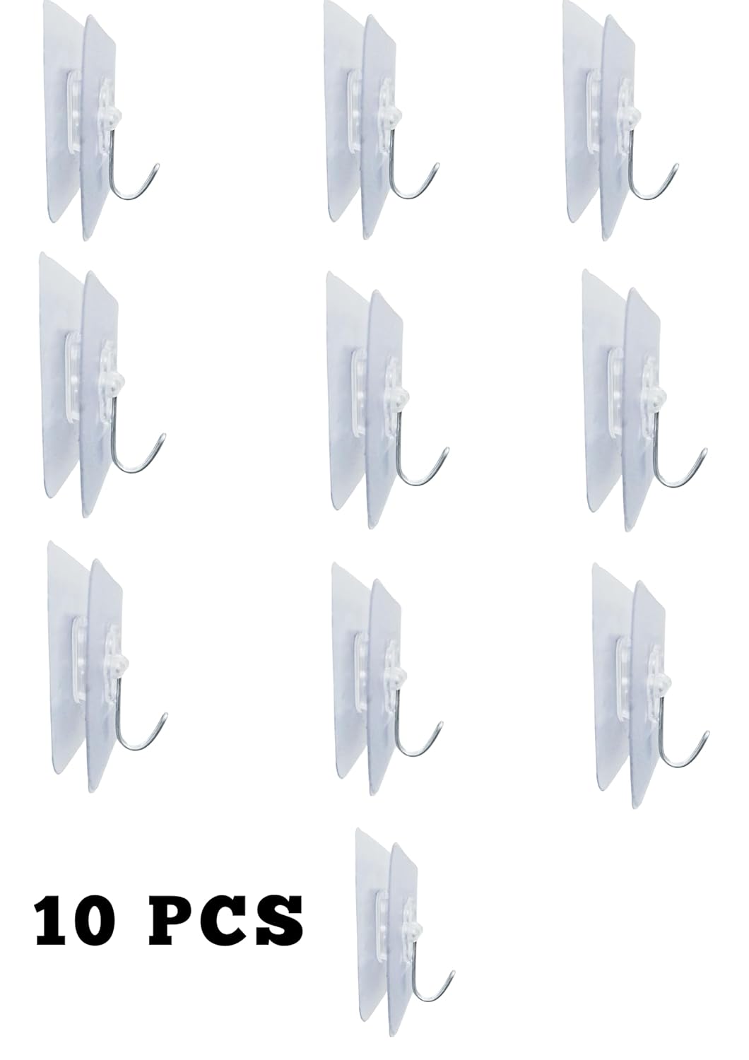 Wall Hanging Hooks(Pack of 10) | for Wall Without Drilling | Self Adhesive Hooks for Wall | Wall Hooks | Transparent PVC and Metal Combined Wall Sticking Hooks